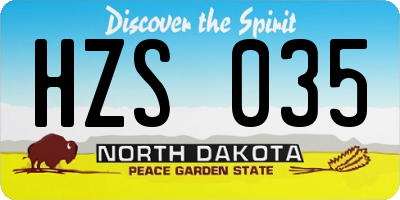 ND license plate HZS035
