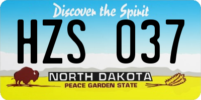 ND license plate HZS037