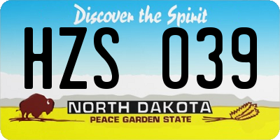 ND license plate HZS039