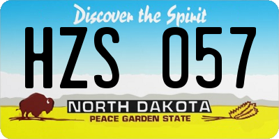 ND license plate HZS057