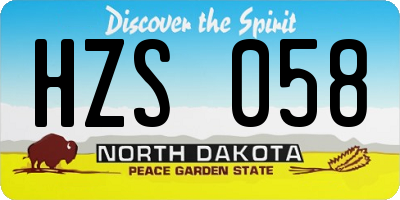 ND license plate HZS058