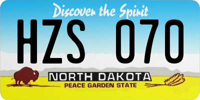 ND license plate HZS070