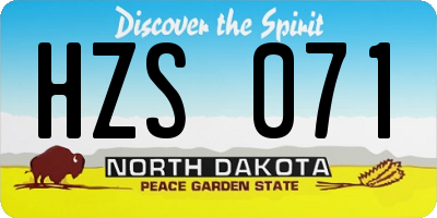 ND license plate HZS071
