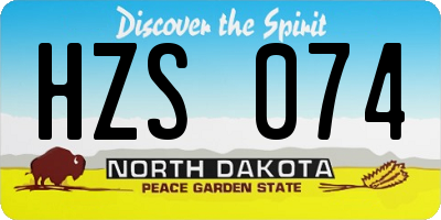 ND license plate HZS074