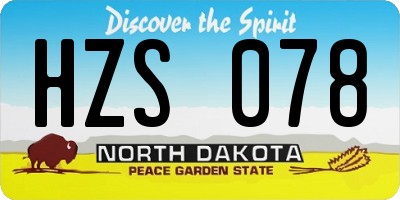 ND license plate HZS078