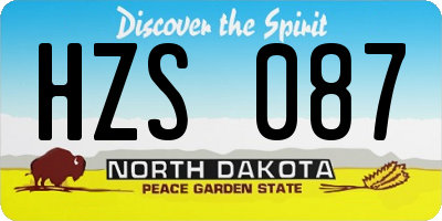 ND license plate HZS087