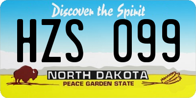 ND license plate HZS099