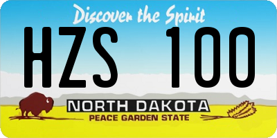 ND license plate HZS100