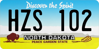 ND license plate HZS102