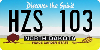 ND license plate HZS103