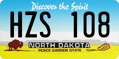 ND license plate HZS108