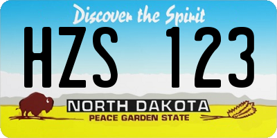 ND license plate HZS123