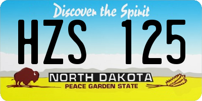 ND license plate HZS125