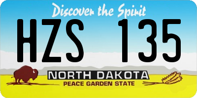 ND license plate HZS135