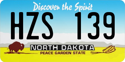 ND license plate HZS139