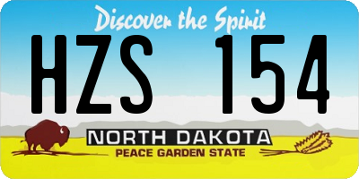 ND license plate HZS154
