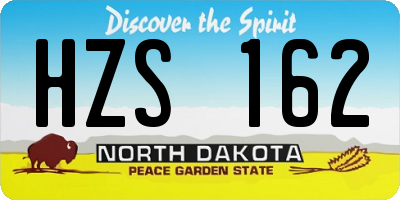 ND license plate HZS162