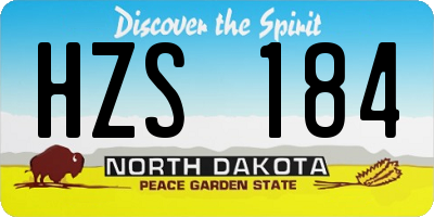 ND license plate HZS184