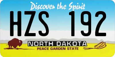 ND license plate HZS192