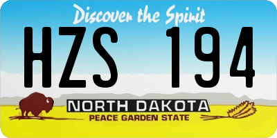 ND license plate HZS194