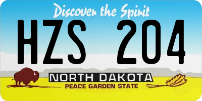 ND license plate HZS204