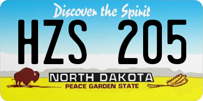 ND license plate HZS205