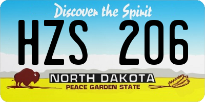 ND license plate HZS206