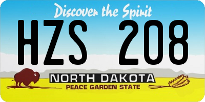 ND license plate HZS208