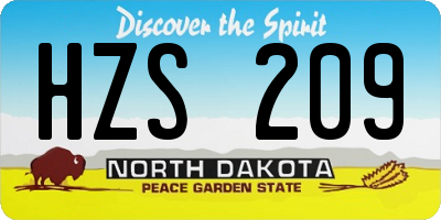 ND license plate HZS209