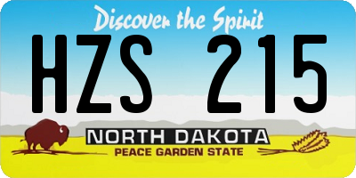 ND license plate HZS215