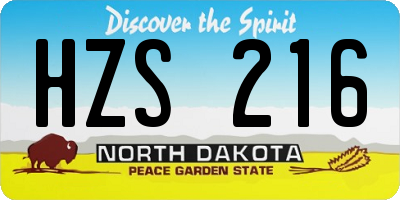 ND license plate HZS216