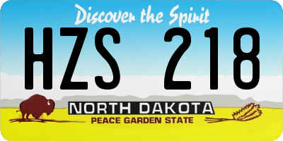 ND license plate HZS218