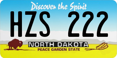ND license plate HZS222