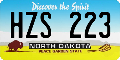 ND license plate HZS223