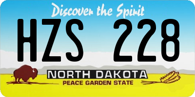 ND license plate HZS228