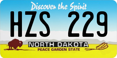 ND license plate HZS229