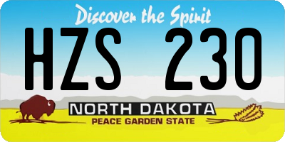 ND license plate HZS230