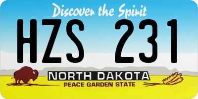 ND license plate HZS231