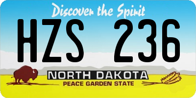 ND license plate HZS236