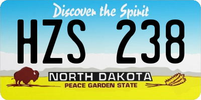 ND license plate HZS238