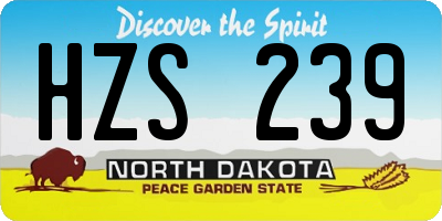 ND license plate HZS239