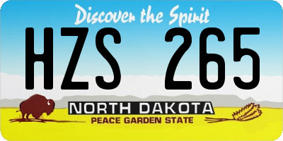 ND license plate HZS265