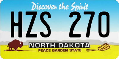 ND license plate HZS270