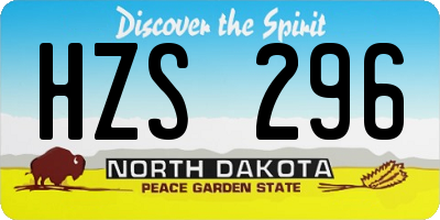 ND license plate HZS296