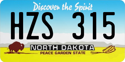 ND license plate HZS315