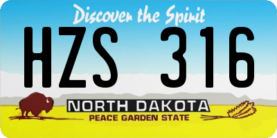 ND license plate HZS316