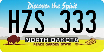 ND license plate HZS333