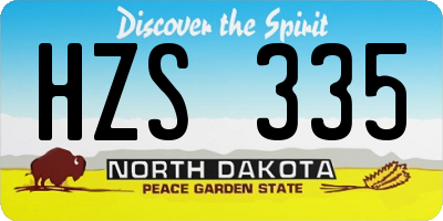 ND license plate HZS335