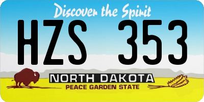 ND license plate HZS353