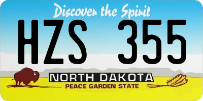 ND license plate HZS355